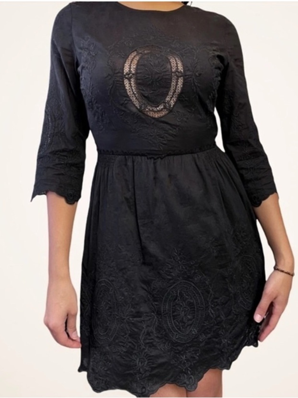 Victoria's Secret Black Embroidered Mini Dress